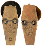 McKINLEY: ANTI-BRYAN 1896 & 1900 MECHANICAL COFFIN LAPEL STUD PAIR.