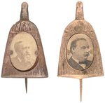 HARRISON & CLEVELAND PAIR OF CLEAN SWEEP BROOM MOTIF BRASS SHELL STICKPINS.