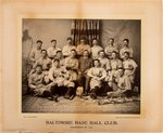 1906 ISSUED BALTIMORE ORIOLES "CHAMPIONS OF 1896" 10-YEAR ANNIVERSARY REAL PHOTO BUTTON W/6 HOF'ERS.