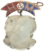 "H&M" ENAMEL HANGER WITH FIGURAL HARRISON & MORTON MOONSTONE JUGATE.