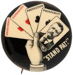 ROOSEVELT HAND OF CARDS "STAND PAT!" BUTTON HAKE #95.