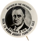 ROOSEVELT "INSPIRED BY THE PRESIDENT" RARE ADVERTISING PORTRAIT BUTTON.