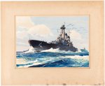 USS NORTH CAROLINA PAINTING ORIGINAL ART BY FREDERICK J. HOERTZ.