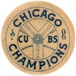 1906 "CHICAGO CUBS CHAMPIONS" BUTTON PREDICTING WORLD SERIES VICTORY.