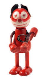 "FELIX" RARE RED WOODEN FIGURE.