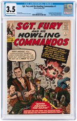 "SGT. FURY AND HIS HOWLING COMMANDOS" #1 MAY 1963 CGC 3.5 VG- (FIRST SGT. FURY).