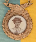 1910 LEEDS - PHILADELPHIA ATHLETICS "WORLD'S CHAMPS" W/CONNIE MACK (HOF) RIBBON BADGE.