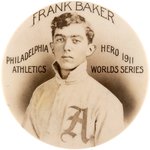 1911 FRANK "HOME RUN" BAKER (HOF) PHILADELPHIA ATHLETICS WORLD'S SERIES HERO REAL PHOTO MIRROR.