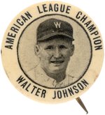 1924 WASHINGTON SENATORS WALTER JOHNSON (HOF) AMERICAN LEAGUE CHAMPION BUTTON.