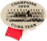 1929 CHICAGO CUBS TEAM "CHAMPIONS" LARGE REAL PHOTO BUTTON.