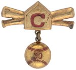 1939 CINCINNATI REDS BRASS BADGE W/HANGING BASEBALL.