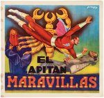 CAPTAIN MARVEL COMPLETE FHER SPANISH CARD ALBUM AND SPANISH MOVIE SERIAL HERALD PAIR.