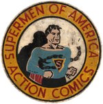 SUPERMAN "SUPERMEN OF AMERICA - ACTION COMICS" RARE PREMIUM EMBLEM/PATCH VARIETY.