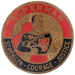 "SUPERMAN" RARE 1940 CANADIAN OGILVIE FLOUR MILLS PREMIUM BRASS BADGE.