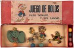 "DONALD DUCK AND HIS FRIENDS BOWLING GAME" BOXED SPANISH GAME & FIDDLER PIG SPANISH THROWING TARGET.