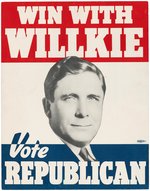 "WIN WITH WILLKIE VOTE REPUBLICAN" 1940 PORTRAIT POSTER.