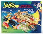 "THE SHADOW - SHIWAN KHAN" VEHICLE IN BOX AND CARDED FIGURE.