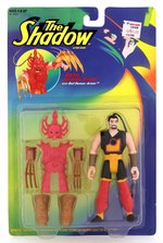 "THE SHADOW - SHIWAN KHAN" VEHICLE IN BOX AND CARDED FIGURE.