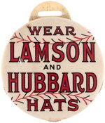 C. 1930s "WEAR LAMSON AND HUBBARD HATS" CELLULOID FOB BASEBALL SCORER.