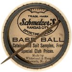 1915 SCHMELZER'S SPORTING GOODS (KANSAS CITY) "CHARLIE DEAL/THIRD BASE" BUTTON.