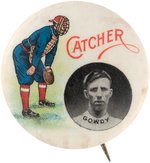 1915 SCHMELZER'S SPORTING GOODS (KANSAS CITY) "HANK GOWDY/CATCHER" BUTTON.