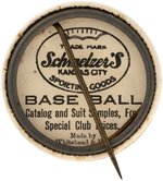 1915 SCHMELZER'S SPORTING GOODS (KANSAS CITY) "HANK GOWDY/CATCHER" BUTTON.