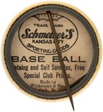 1915 SCHMELZER'S SPORTING GOODS (KANSAS CITY) "DANNY HOFFMAN/LEFT FIELD" BUTTON.