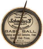 1915 SCHMELZER'S SPORTING GOODS (KANSAS CITY) "BUTCH SCHMIDT/FIRST BASE" BUTTON.