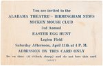 "ALABAMA THEATRE MICKEY MOUSE CLUB" CERTIFICATE AND TICKET.