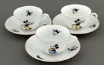 MICKEY AND MINNIE MOUSE BAVARIAN CHINA RARE FULL SIZED CUP AND SAUCER TRIO.