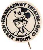 FOX THEATRES MICKEY MOUSE CLUB BUTTON & MEMBERSHIP CARD PAIR.