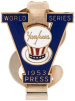 1953 WORLD SERIES NEW YORK YANKEES ENAMEL & BRASS "PRESS" MONEY CLIP.