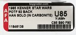 "STAR WARS: THE POWER OF THE FORCE - HAN SOLO (CARBONITE CHAMBER)" 92 BACK AFA U85 Y-NM+.