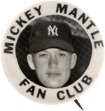 1952 MICKEY MANTLE (HOF) "FAN CLUB" REAL PHOTO BUTTON.