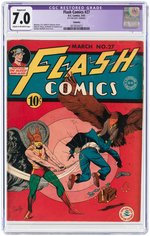 "FLASH COMICS" #27 MARCH 1942 CGC RESTORED APPARENT 7.0 FINE/VF.