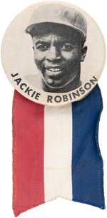 C. 1950 JACKIE ROBINSON PM10 STADIUM BUTTON W/RIBBON.