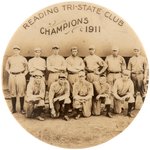 1911 READING PRETZELS "TRI-STATE LEAGUE CHAMPIONS" REAL PHOTO POCKET MIRROR.