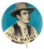 “JOHN WAYNE” LATE 40s WESTERN THEME PORTRAIT BUTTON.