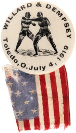 "WILLARD & DEMPSEY/TOLEDO, O. JULY 4, 1919" FIGHT BUTTON.