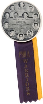 "PHILADEPHIA WARRIORS/NATIONAL BASKETBALL ASSOCIATION/AND/WORLD'S CHAMPIONS/1955-56" BUTTON.