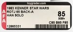 "STAR WARS: RETURN OF THE JEDI - HAN SOLO" 65 BACK-A AFA 85 NM+.