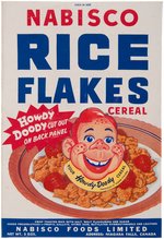 "NABISCO RICE FLAKES" HOWDY DOODY CEREAL BOX WITH DILLY DALLY CUT-OUT.