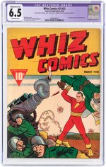 "WHIZ COMICS" #3 (#2) MARCH 1940 CGC RESTORED 6.5 MODERATE (B-3) FINE+.