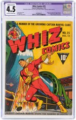 "WHIZ COMICS" #25 DECEMBER 1941 CGC RESTORED 4.5 MODERATE (B-3) VG+ (FIRST CAPTAIN MARVEL JR.).