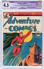 "ADVENTURE COMICS" #61 APRIL 1941 CGC RESTORED 4.5 EXTENSIVE (B-5) VG+ (FIRST STARMAN).