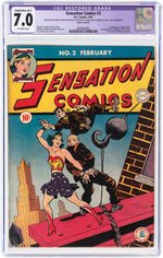 "SENSATION COMICS" #2 FEBRUARY 1942 CGC RESTORED 7.0 SLIGHT/MOD. (B-2) FINE/VF.