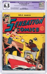 "SENSATION COMICS" #3 MARCH 1942 CGC RESTORED 6.5 MODERATE (B-3) FINE+.