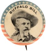 "BUFFALO BILL" SOUVENIR PORTRAIT BUTTON C. 1898-1900.