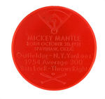 ARMOUR FRANKS 1955 PLASTIC COIN FOR MICKEY MANTLE WITH MISSPELLED NAME ERROR.