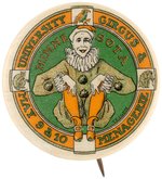 ARTIST DESIGNED CLOWN & ANIMALS BUTTON FOR 1913 MINNESOTA UNIVERSITY EVENT.